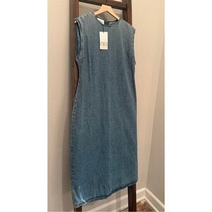 NWT Zara TRF Denim Midi Dress – Blue – XL